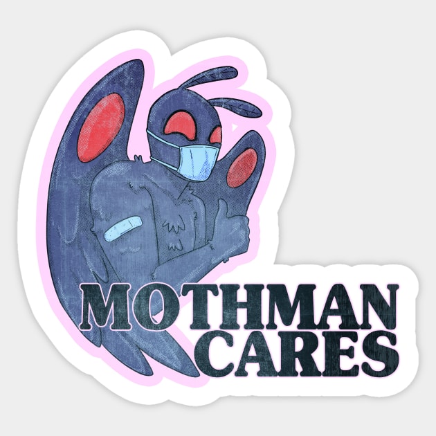 Mothman Cares Sticker by Kelsey Emmett